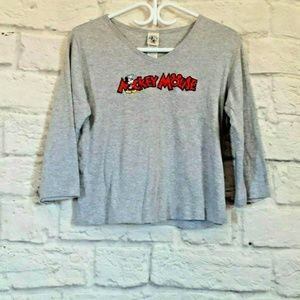 Mickey Mouse Gray Long Sleeves Slouchy Sweatshirt